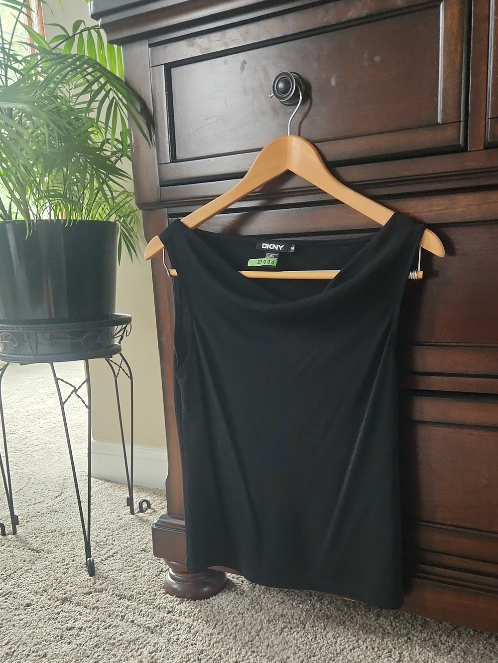 DKNY Black Sleeveless Cowl Neck Tank Top